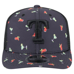 Texas Rangers Adventure Drinks Pattern 9SEVENTY Stretch-Snap Hat - Black | New Era