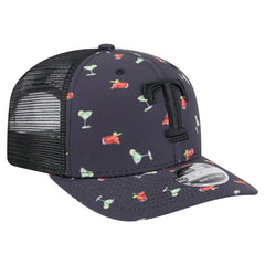 Texas Rangers Adventure Drinks Pattern 9SEVENTY Stretch-Snap Hat - Black | New Era