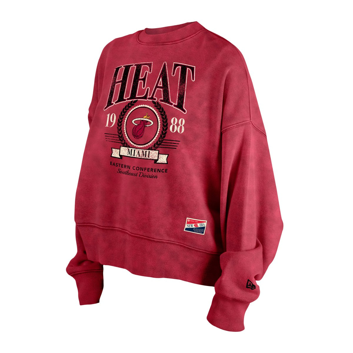 Miami Heat Women's Throwback Vintage Enzyme Wash Oversized Boxy Pullover Sweatshirt - Red | New Era cheap