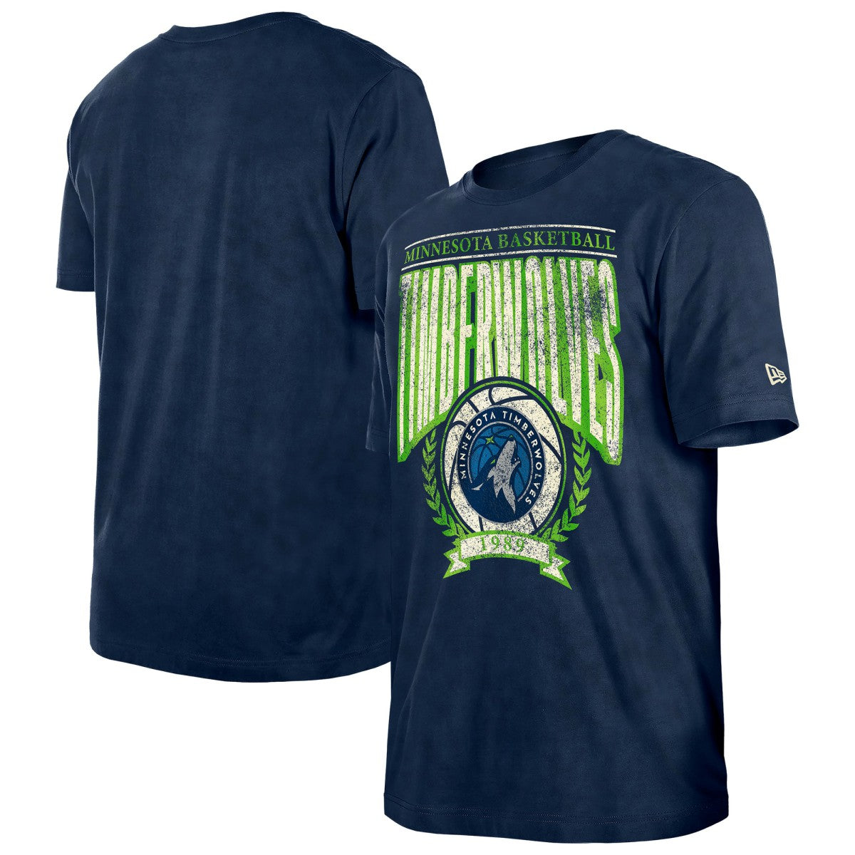 Minnesota Timberwolves Throwback Vintage Boxy Mineral Wash T-Shirt - Navy | New Era online