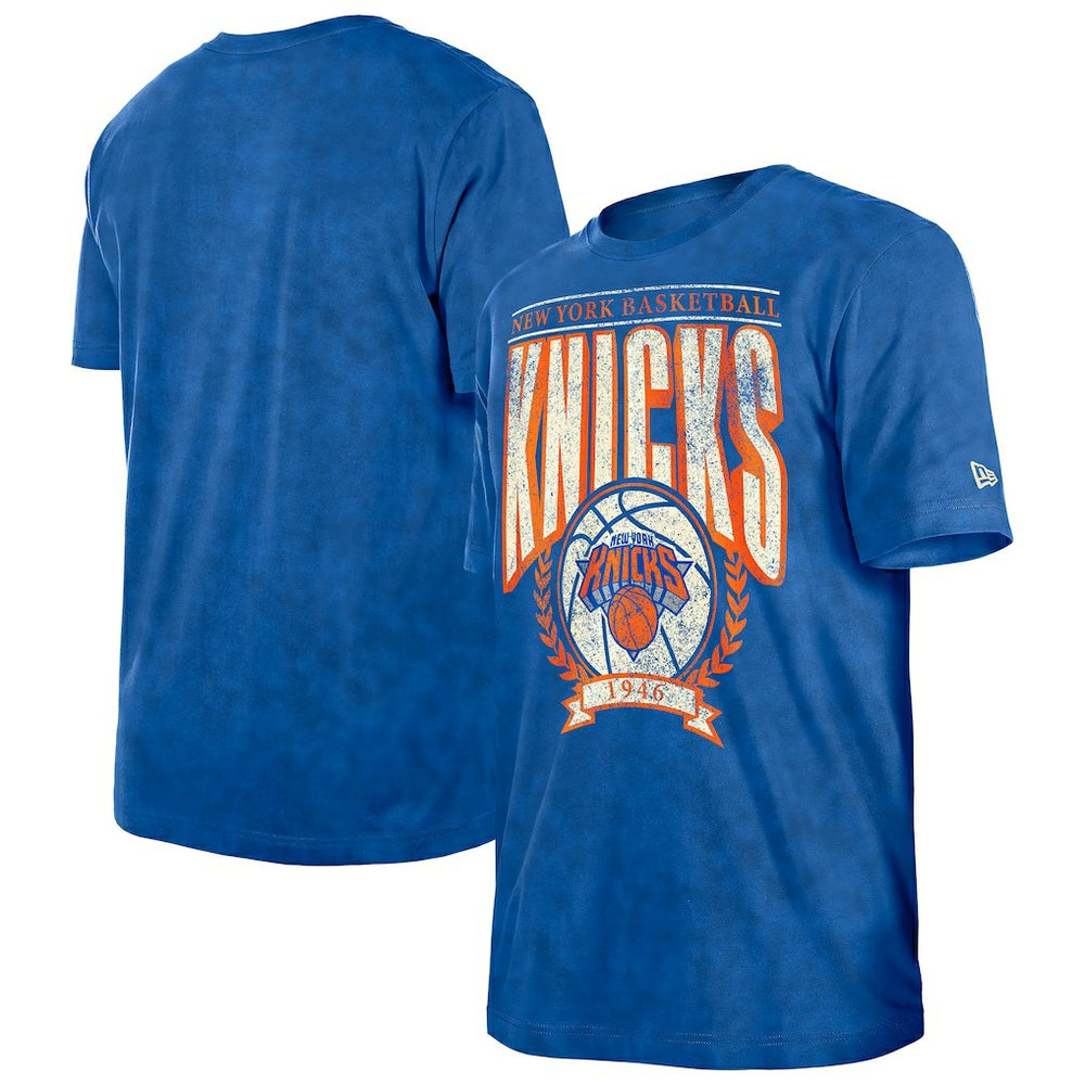 New York Knicks Throwback Vintage Boxy Mineral Wash T-Shirt - Blue | New Era discount
