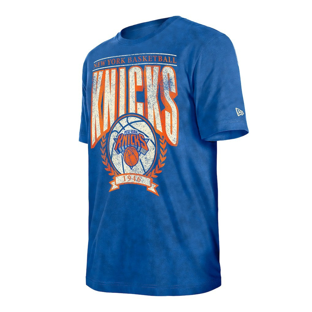 New York Knicks Throwback Vintage Boxy Mineral Wash T-Shirt - Blue | New Era discount