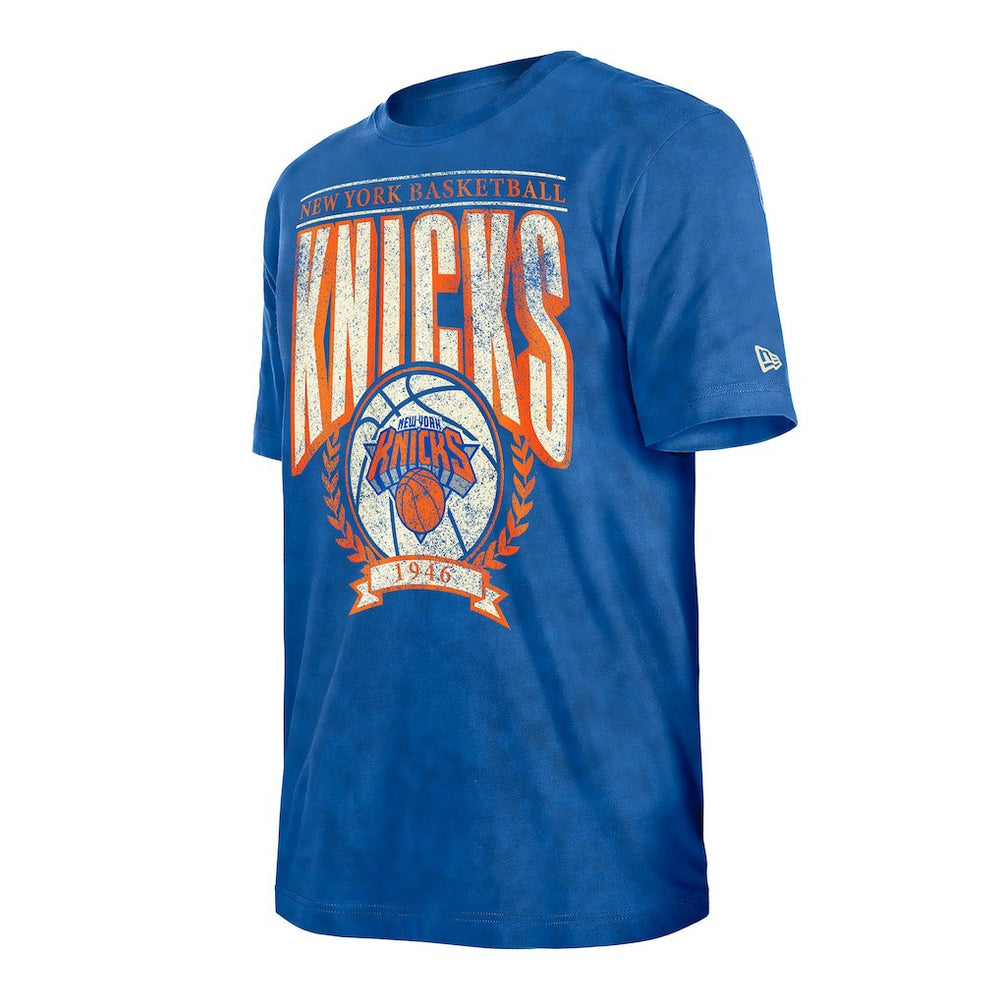 New York Knicks Throwback Vintage Boxy Mineral Wash T-Shirt - Blue | New Era discount