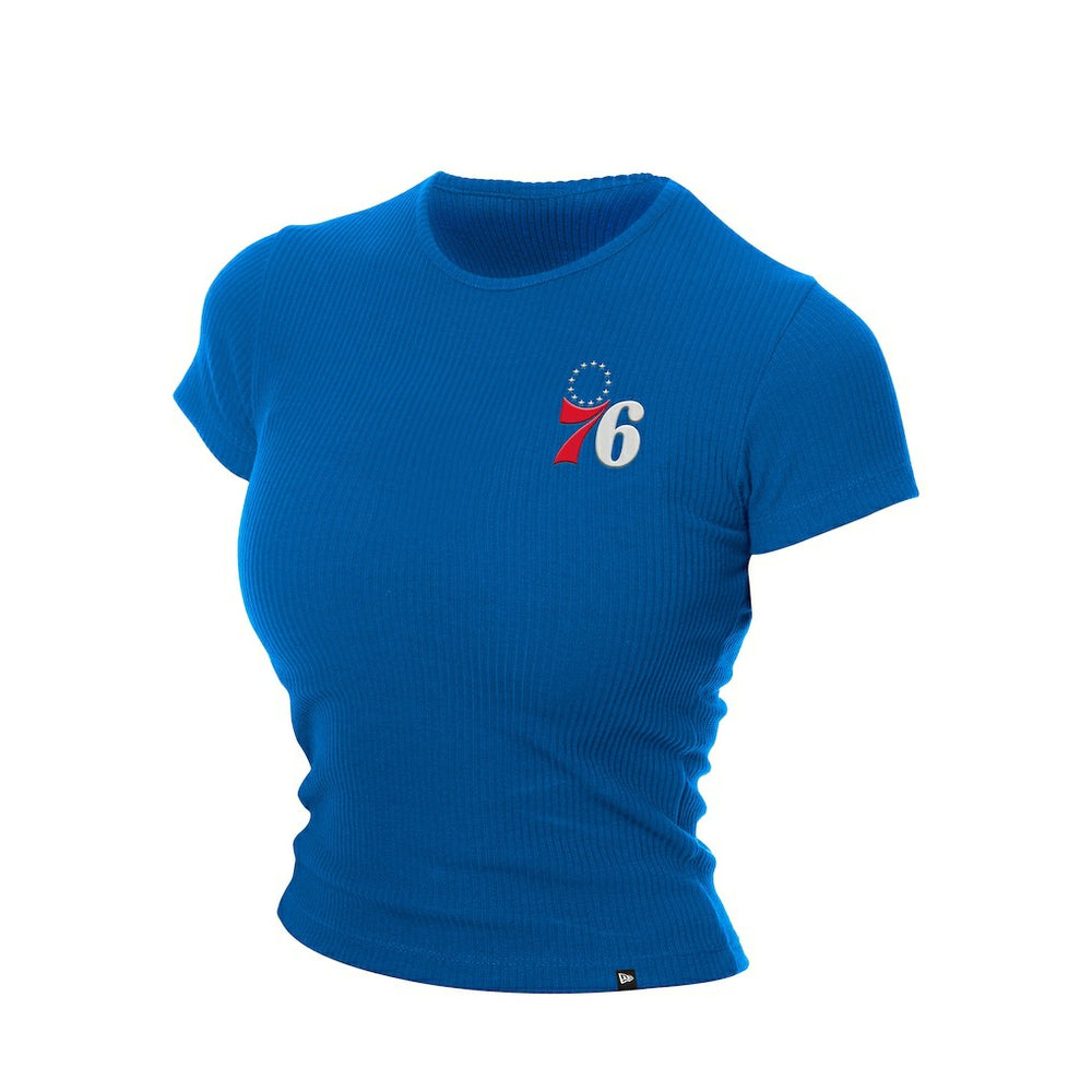 Philadelphia 76ers Women's Leisure Collection Baby Doll Cropped T-Shirt - Blue | New Era online