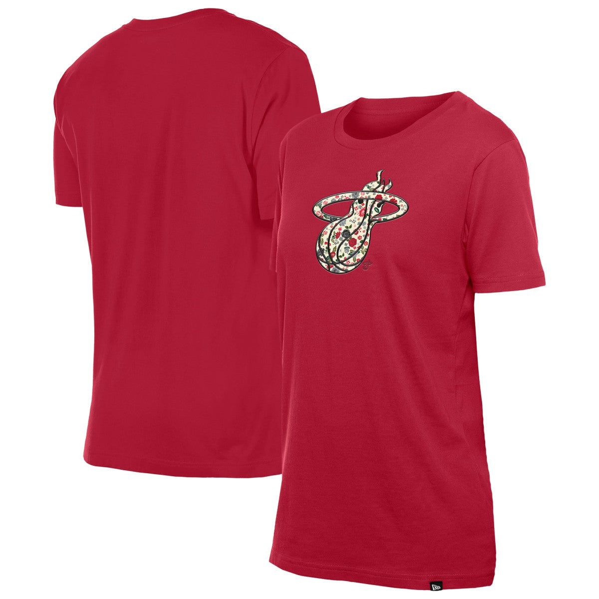 Miami Heat Women's Glam Game Flower T-Shirt - Red | New Era on sale