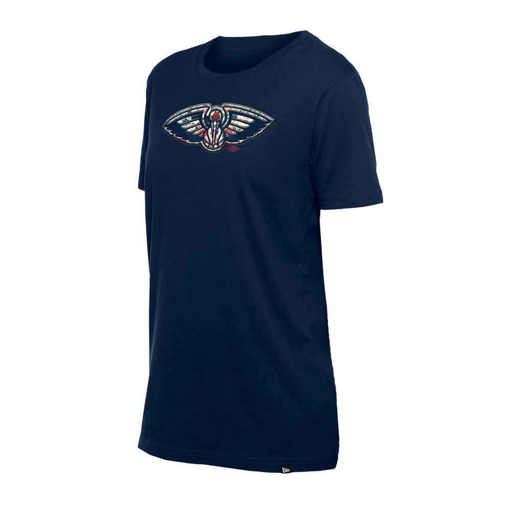New Orleans Pelicans Women's Glam Game Flower T-Shirt - Navy | New Era discount
