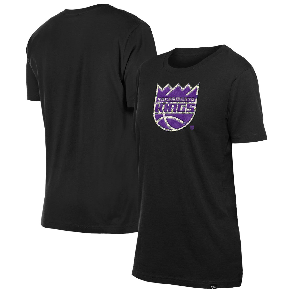 Sacramento Kings Women's Glam Game Flower T-Shirt - Black | New Era shop