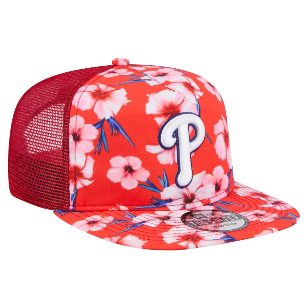 Philadelphia Phillies Adventure Pattern Golfer Trucker Snapback Hat - Red | New Era