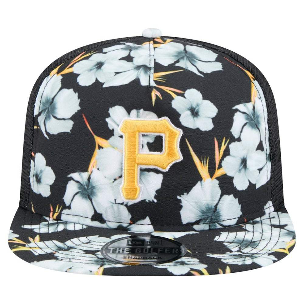 Pittsburgh Pirates Adventure Pattern Golfer Trucker Snapback Hat - Black | New Era