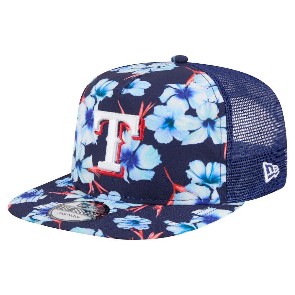 Texas Rangers Adventure Pattern Golfer Trucker Snapback Hat - Royal | New Era