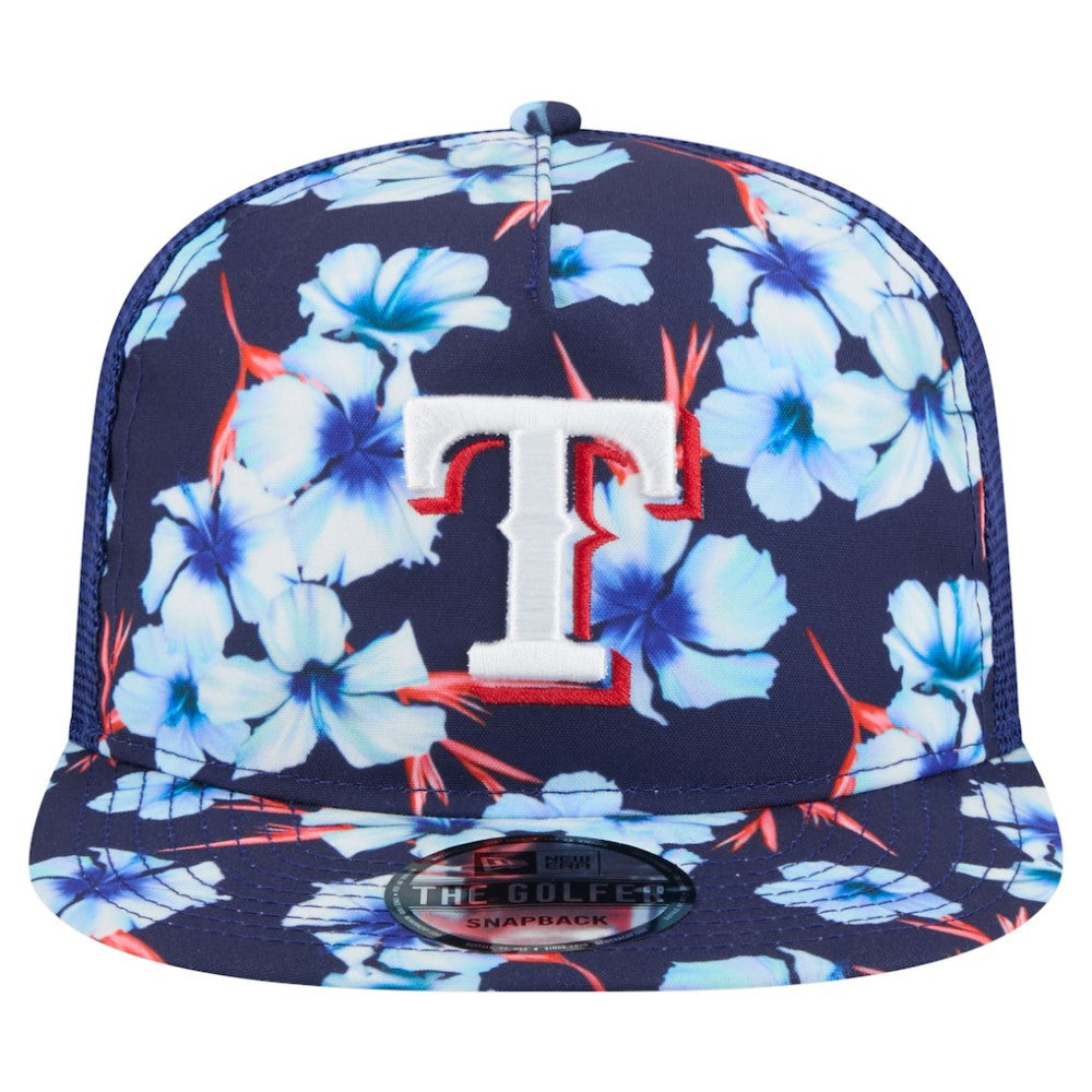 Texas Rangers Adventure Pattern Golfer Trucker Snapback Hat - Royal | New Era