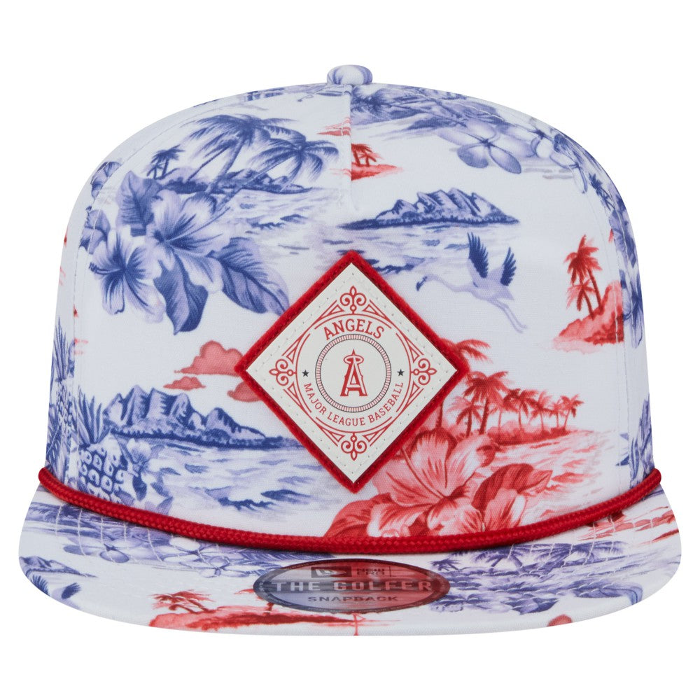 Los Angeles Angels Printed Island Golfer Snapback Hat - White | New Era