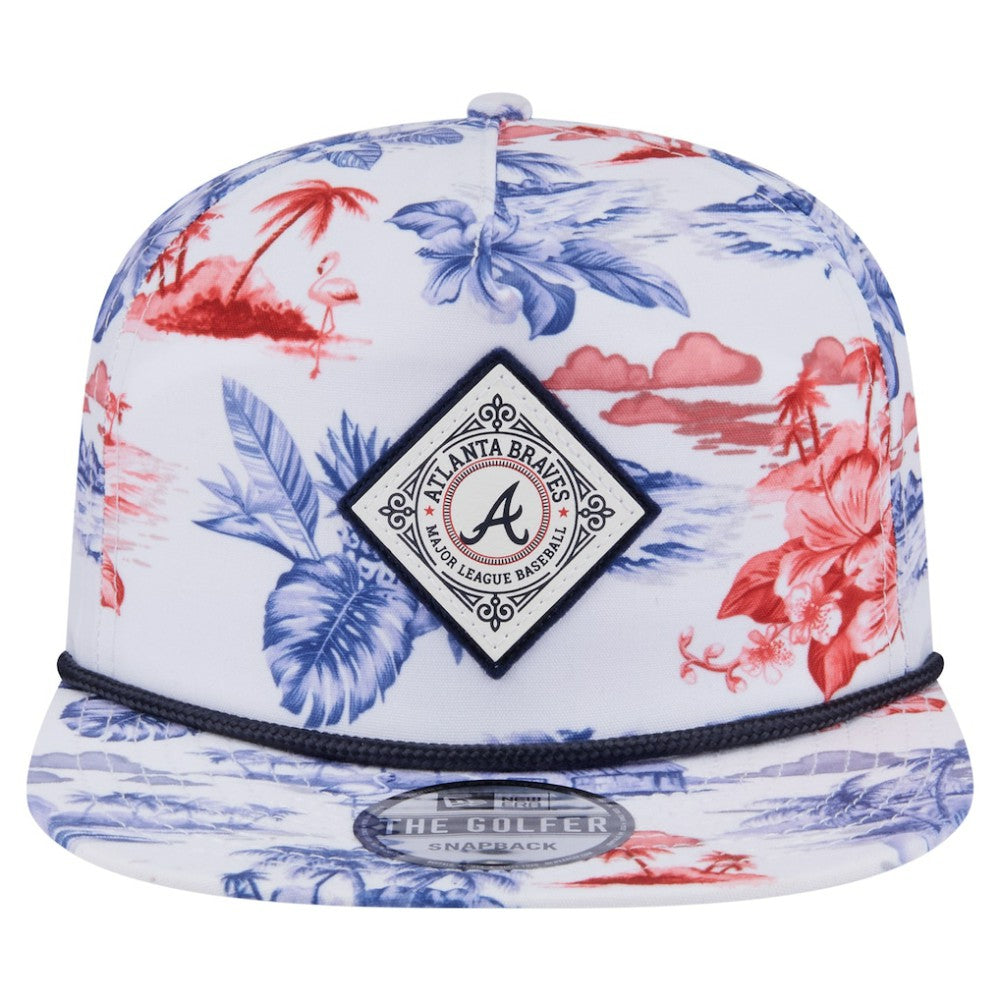 Atlanta Braves Printed Island Golfer Snapback Hat - White | New Era
