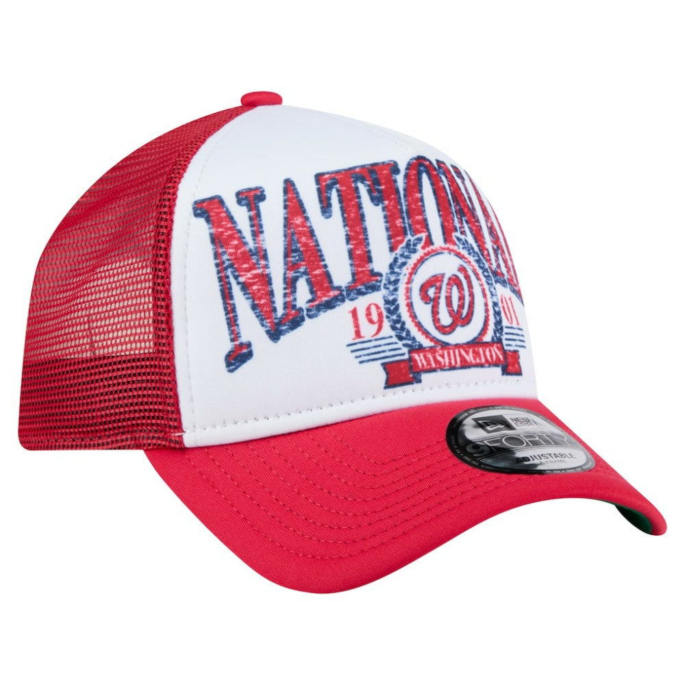 Washington Nationals Distressed 9FORTY A-Frame Adjustable Trucker Hat - Red | New Era