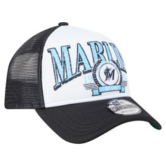 Miami Marlins Distressed 9FORTY A-Frame Adjustable Trucker Hat - Black | New Era