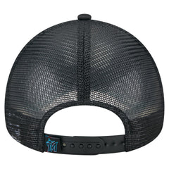 Miami Marlins Distressed 9FORTY A-Frame Adjustable Trucker Hat - Black | New Era