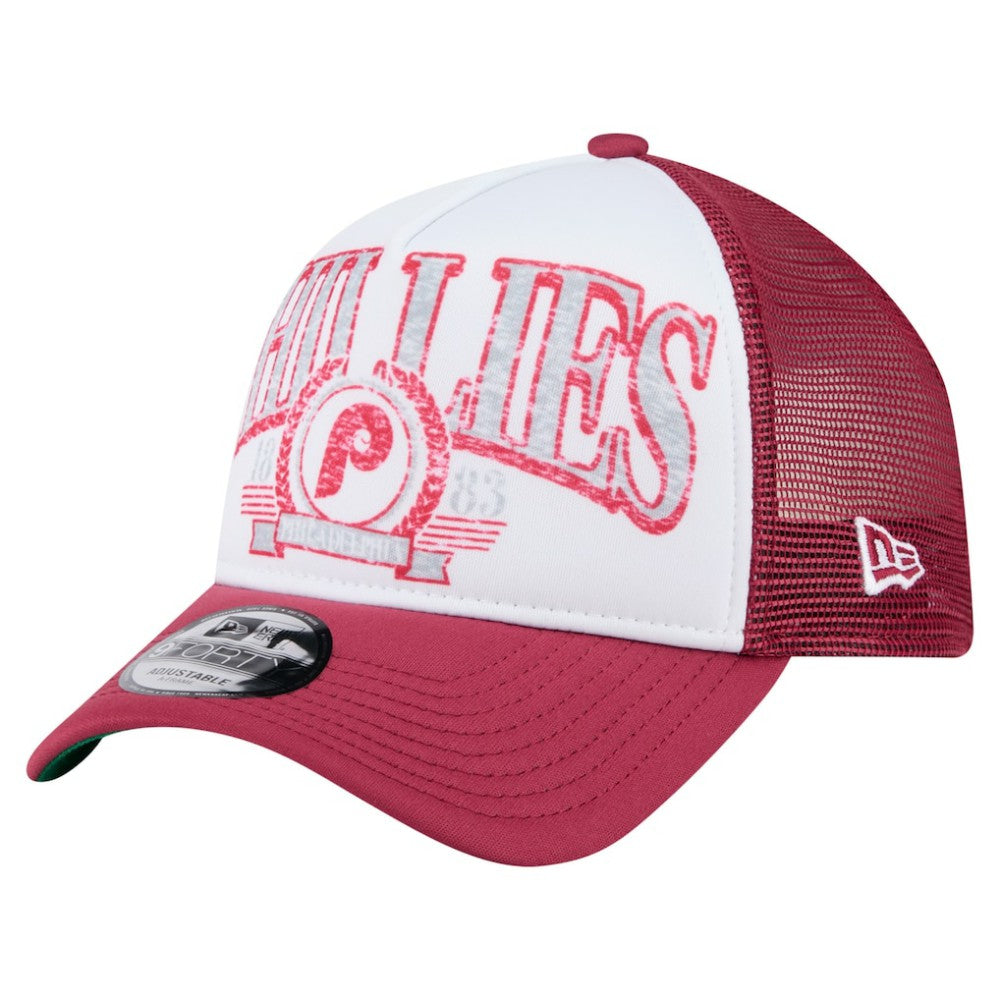 Philadelphia Phillies Distressed 9FORTY A-Frame Adjustable Trucker Hat - Red | New Era