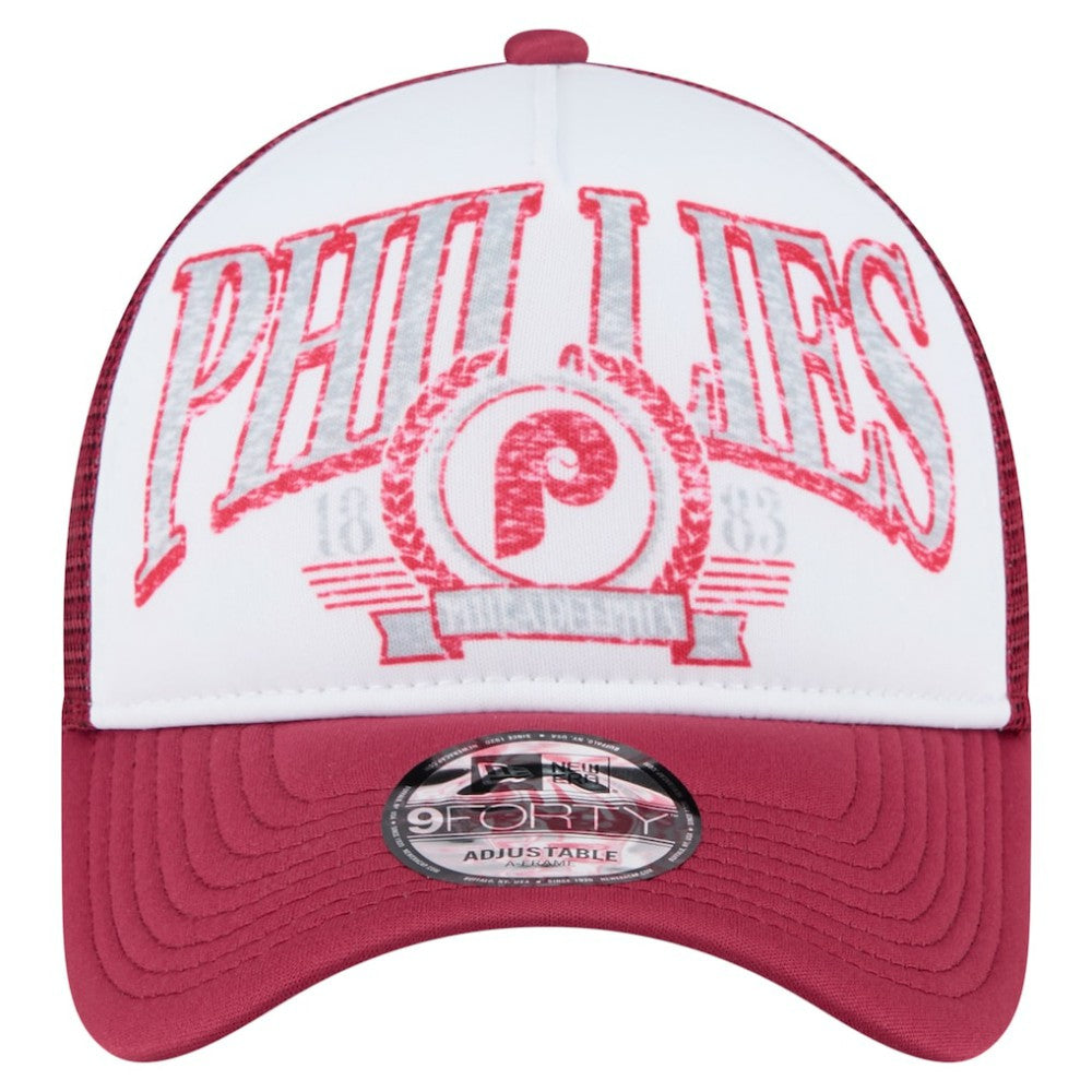 Philadelphia Phillies Distressed 9FORTY A-Frame Adjustable Trucker Hat - Red | New Era