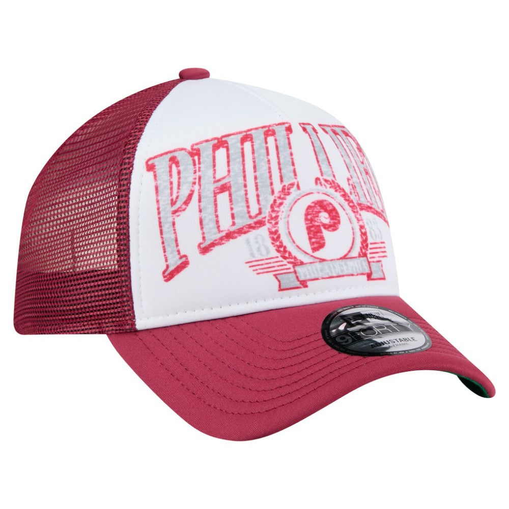 Philadelphia Phillies Distressed 9FORTY A-Frame Adjustable Trucker Hat - Red | New Era