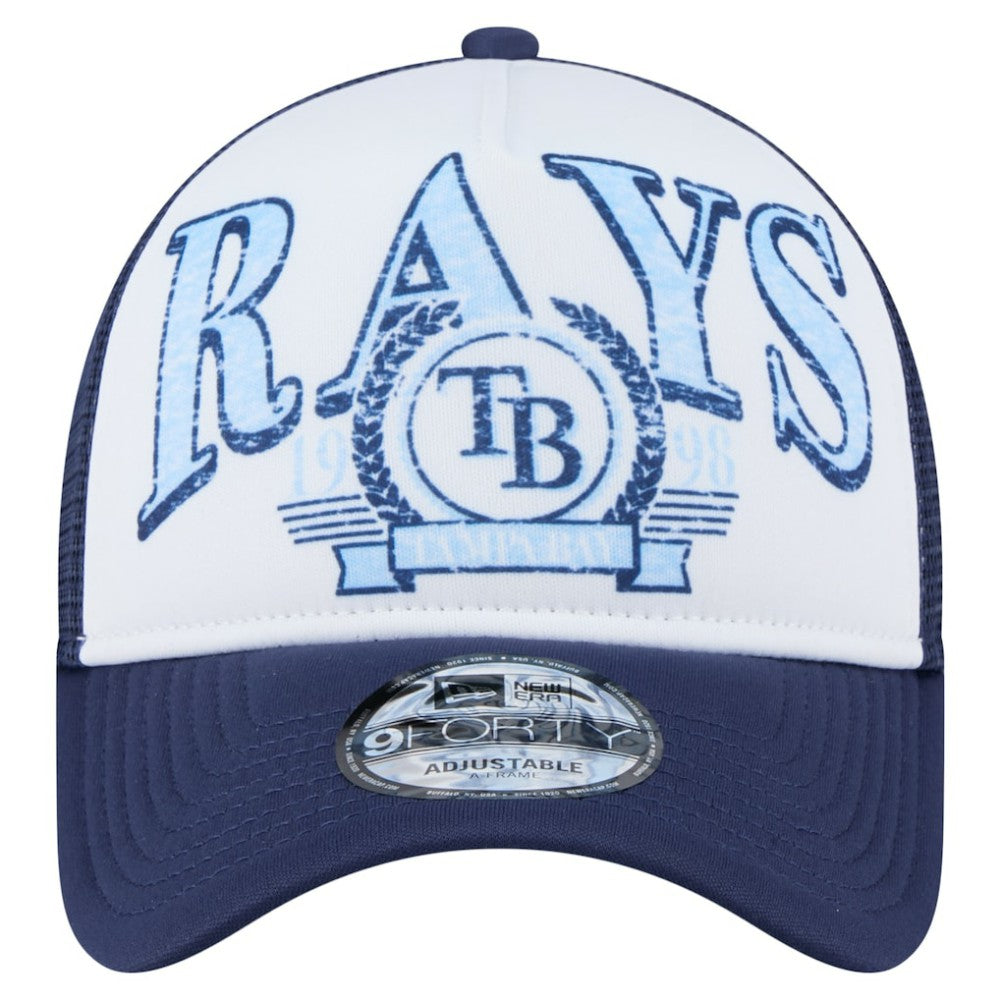 Tampa Bay Rays Distressed 9FORTY A-Frame Adjustable Trucker Hat - Navy | New Era