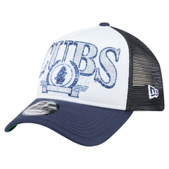 Chicago Cubs Distressed 9FORTY A-Frame Adjustable Trucker Hat - White/Navy | New Era