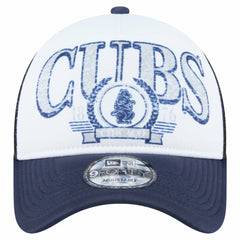 Chicago Cubs Distressed 9FORTY A-Frame Adjustable Trucker Hat - White/Navy | New Era