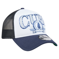 Chicago Cubs Distressed 9FORTY A-Frame Adjustable Trucker Hat - White/Navy | New Era