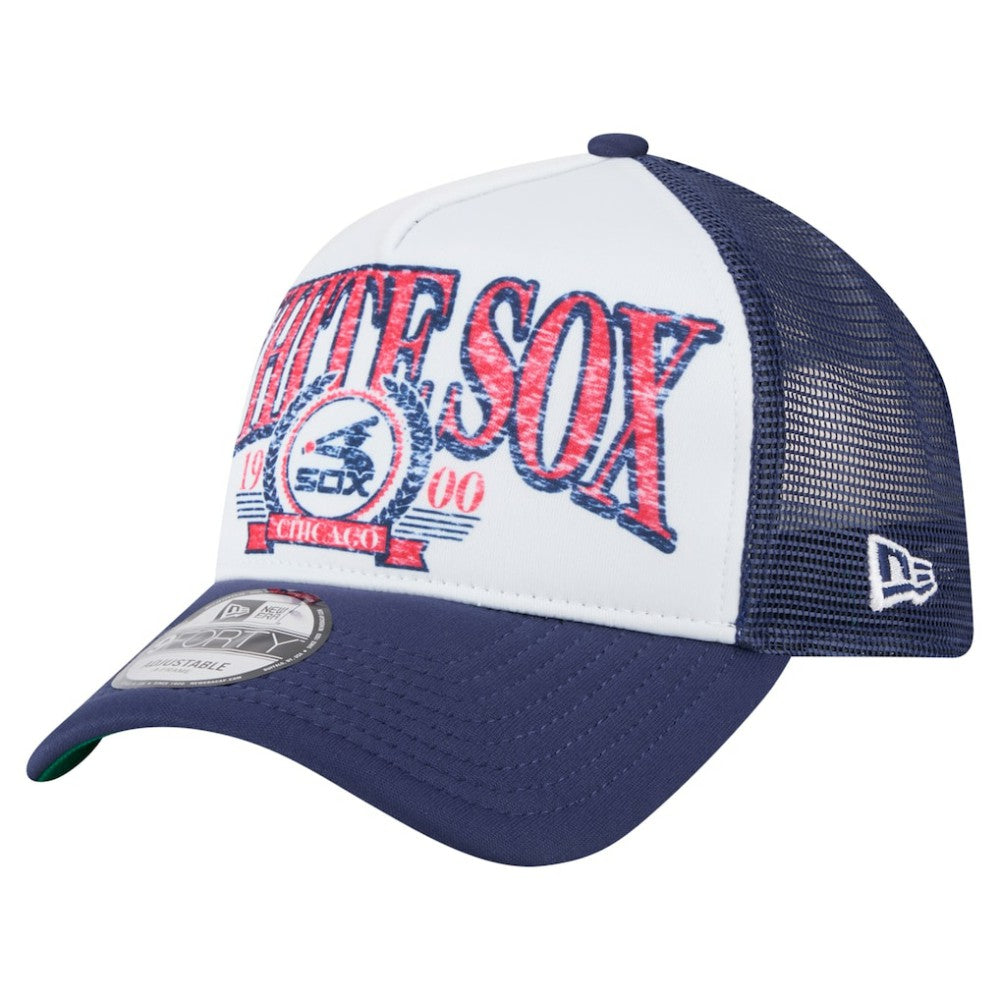 Chicago White Sox Distressed 9FORTY A-Frame Adjustable Trucker Hat - White | New Era