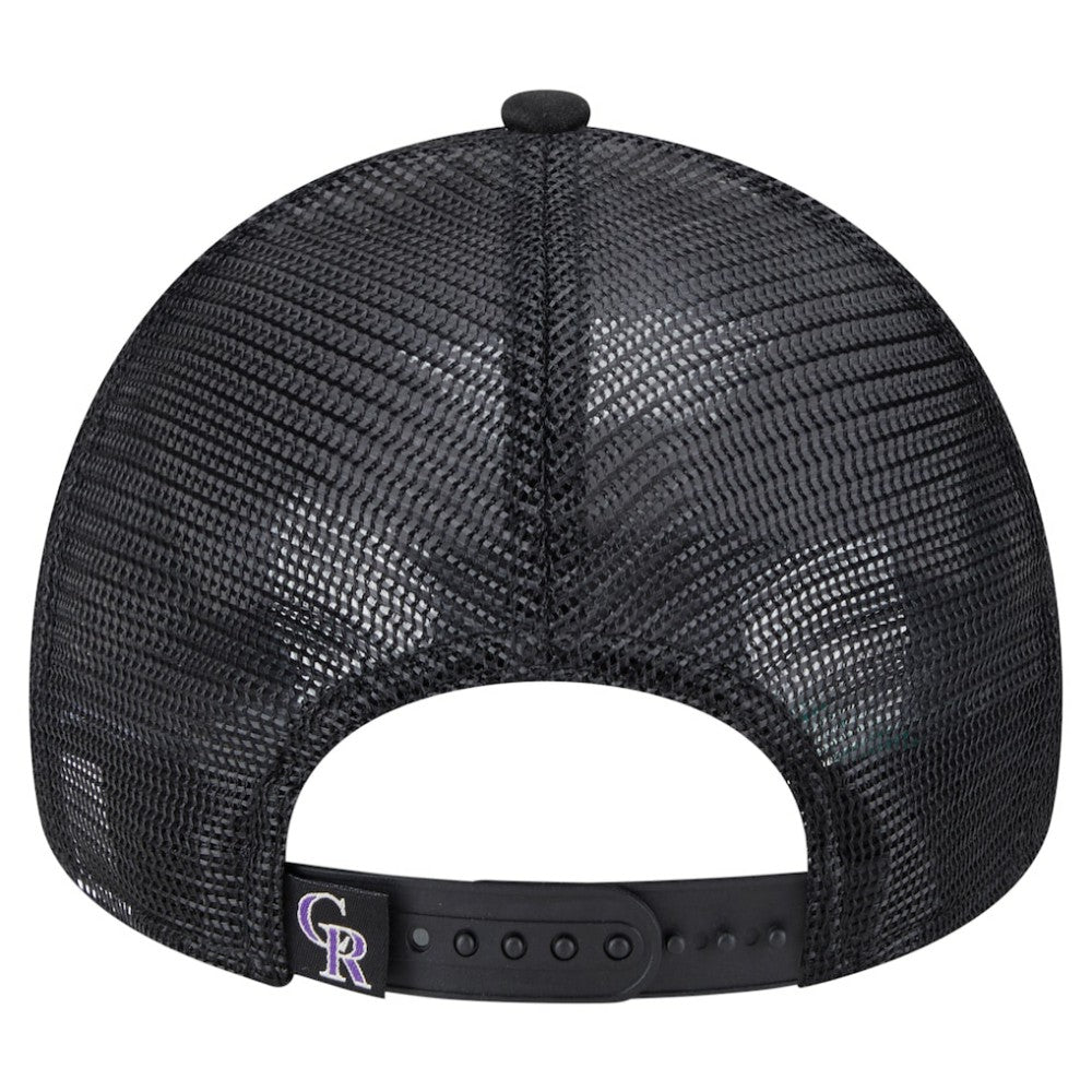 Colorado Rockies Distressed 9FORTY A-Frame Adjustable Trucker Hat - Black | New Era
