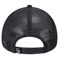 Colorado Rockies Distressed 9FORTY A-Frame Adjustable Trucker Hat - Black | New Era
