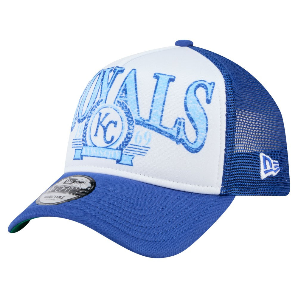 Kansas City Royals Distressed 9FORTY A-Frame Adjustable Trucker Hat - Royal | New Era