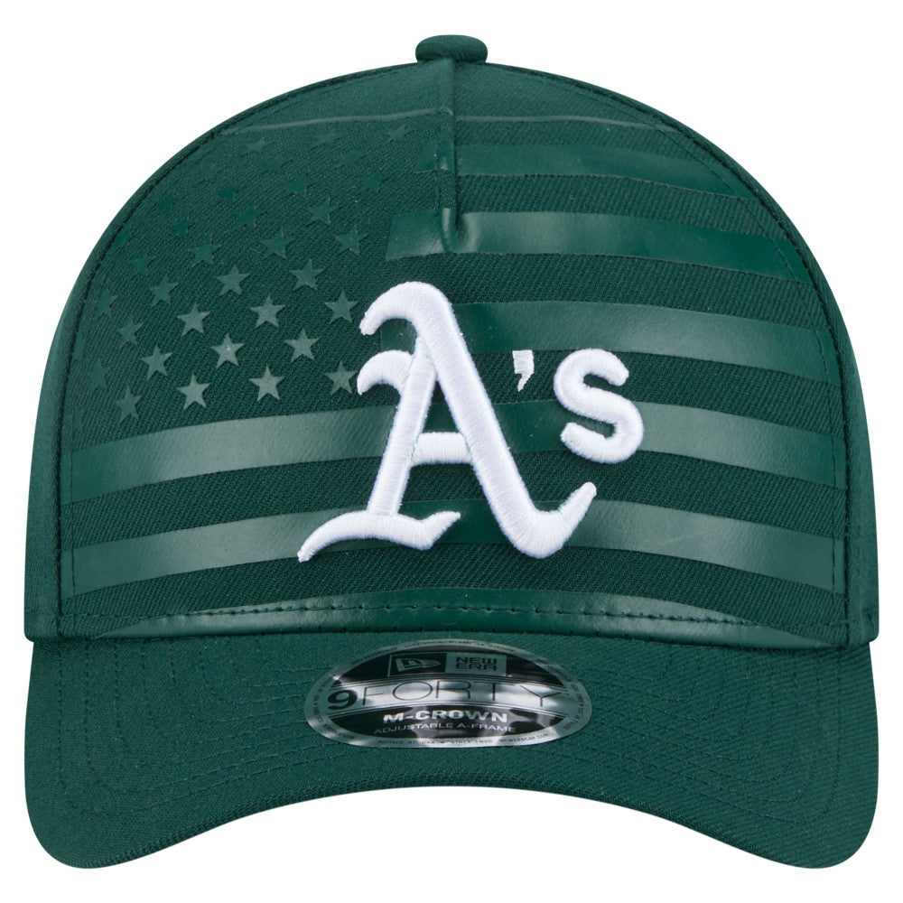 Athletics American Flag 9FORTY M-Crown A-Frame Adjustable Hat - Green | New Era