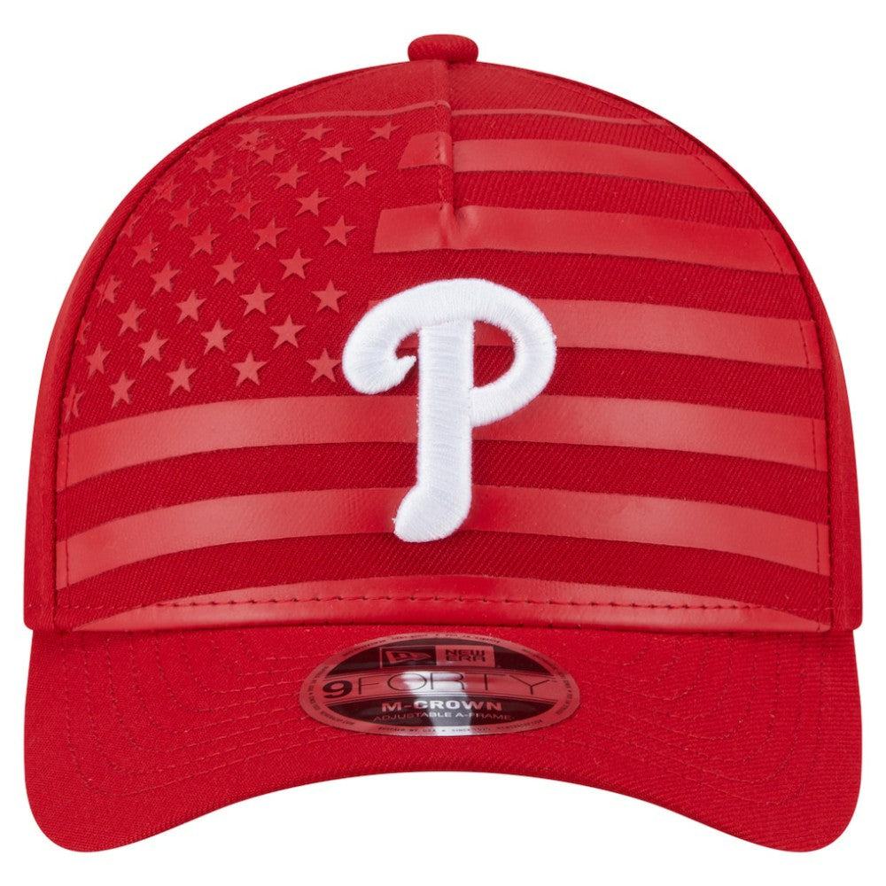 Philadelphia Phillies American Flag 9FORTY M-Crown A-Frame Adjustable Hat - Red | New Era
