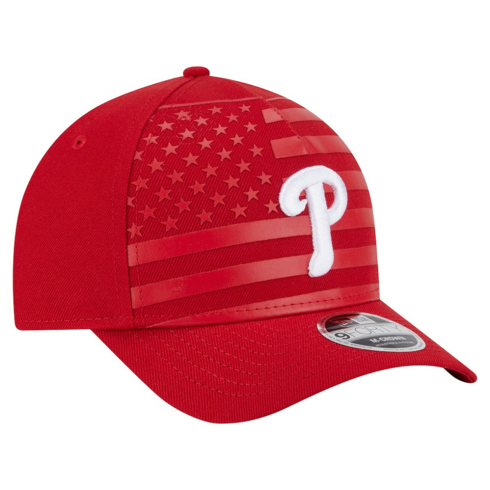 Philadelphia Phillies American Flag 9FORTY M-Crown A-Frame Adjustable Hat - Red | New Era
