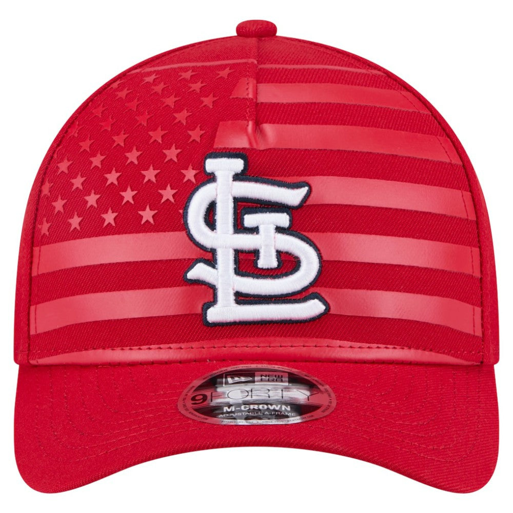 St. Louis Cardinals American Flag 9FORTY M-Crown A-Frame Adjustable Hat - Red | New Era