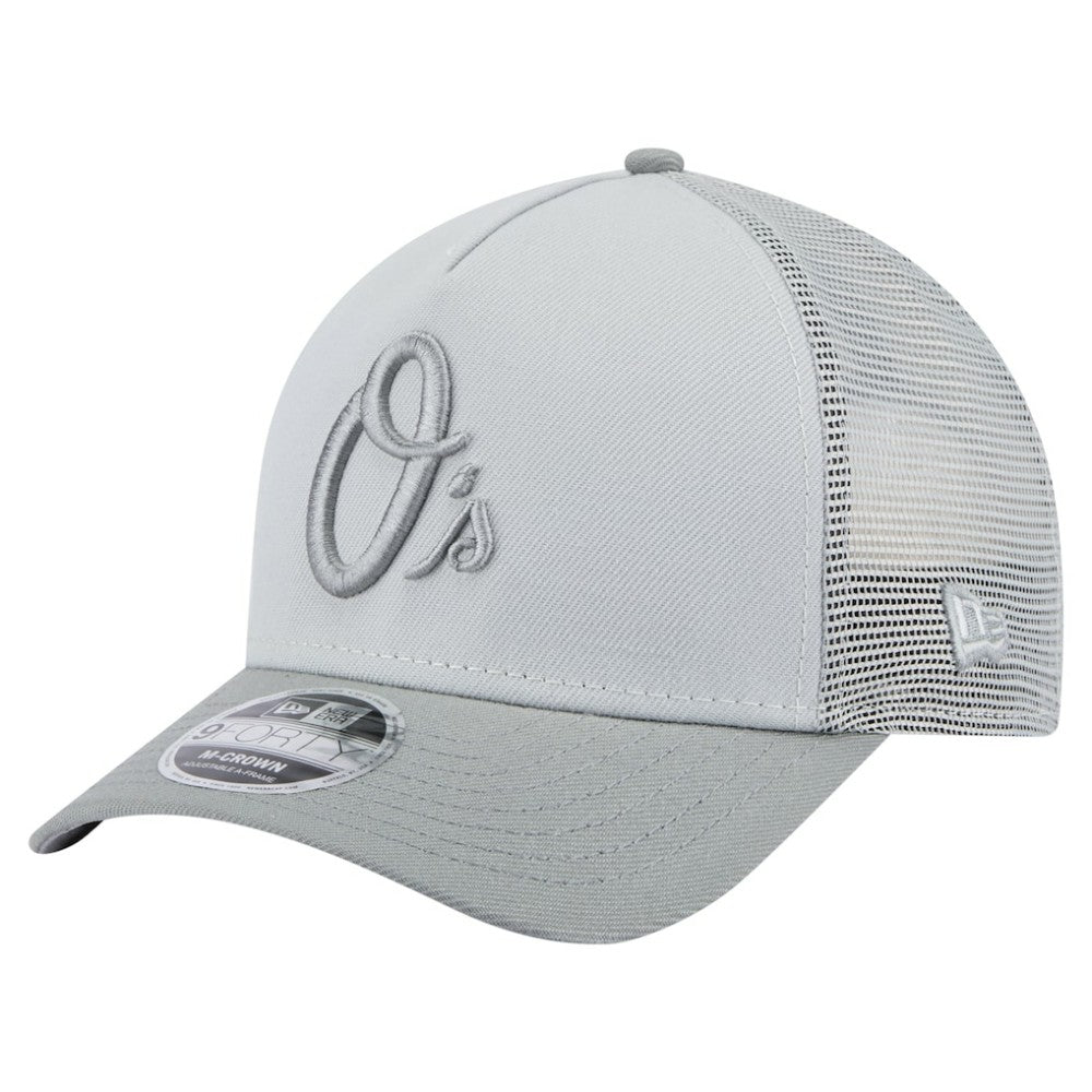 Baltimore Orioles Color Pack A-Frame 9FORTY Trucker Adjustable Hat - Gray | New Era
