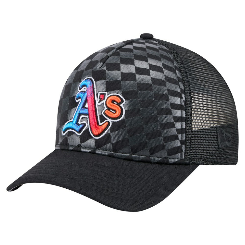 Athletics Gradient 9FORTY A-Frame M-Crown Trucker Adjustable Hat - Black | New Era