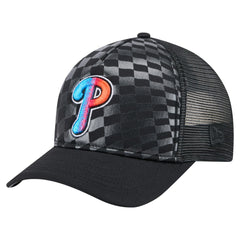 Philadelphia Phillies Gradient 9FORTY A-Frame M-Crown Trucker Adjustable Hat - Black | New Era