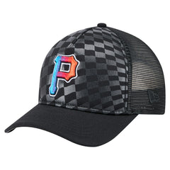 Pittsburgh Pirates Gradient 9FORTY A-Frame M-Crown Trucker Adjustable Hat - Black | New Era
