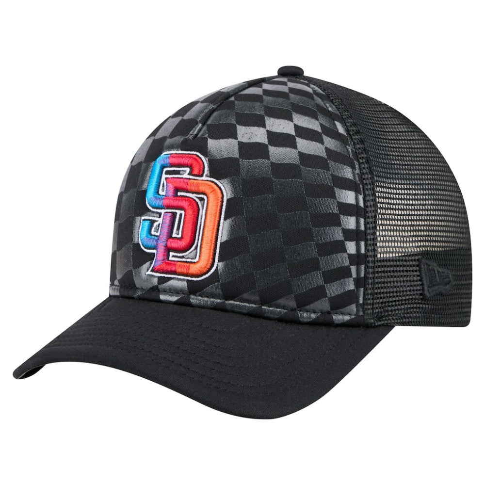San Diego Padres Gradient 9FORTY A-Frame M-Crown Trucker Adjustable Hat - Black | New Era