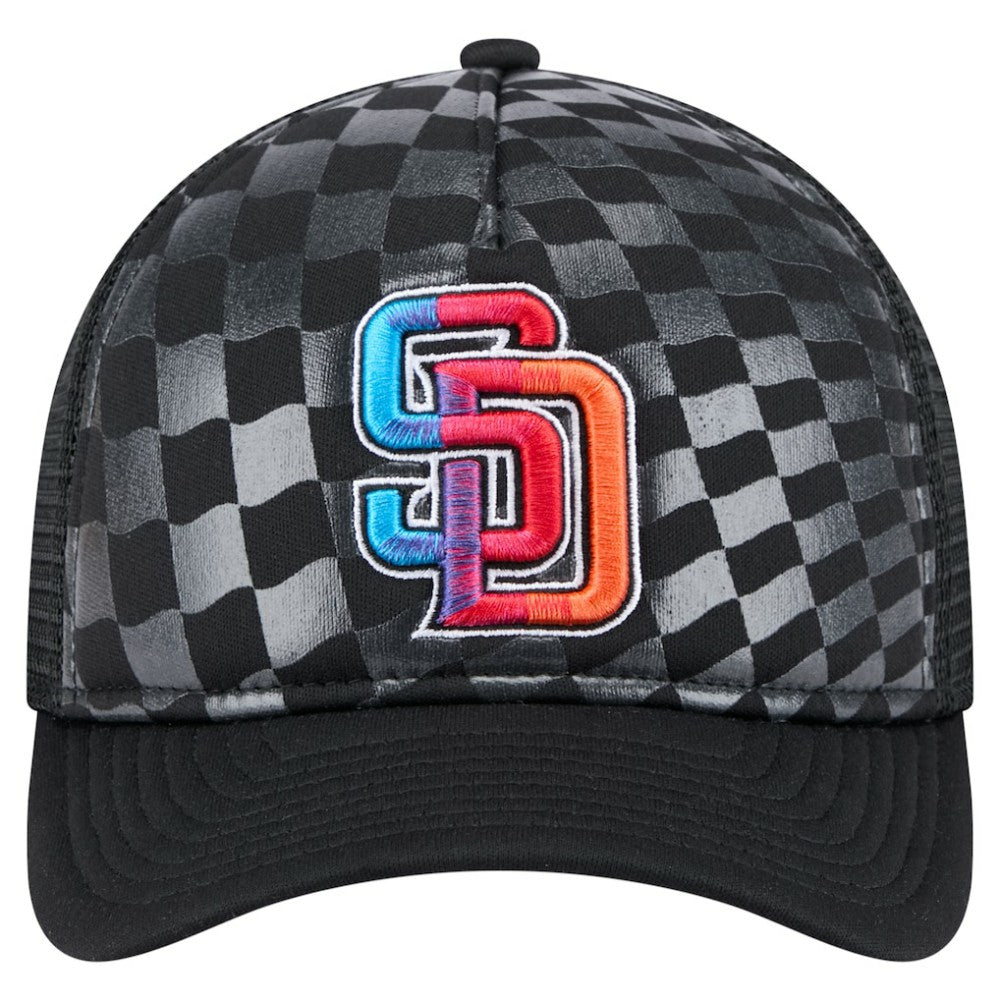 San Diego Padres Gradient 9FORTY A-Frame M-Crown Trucker Adjustable Hat - Black | New Era