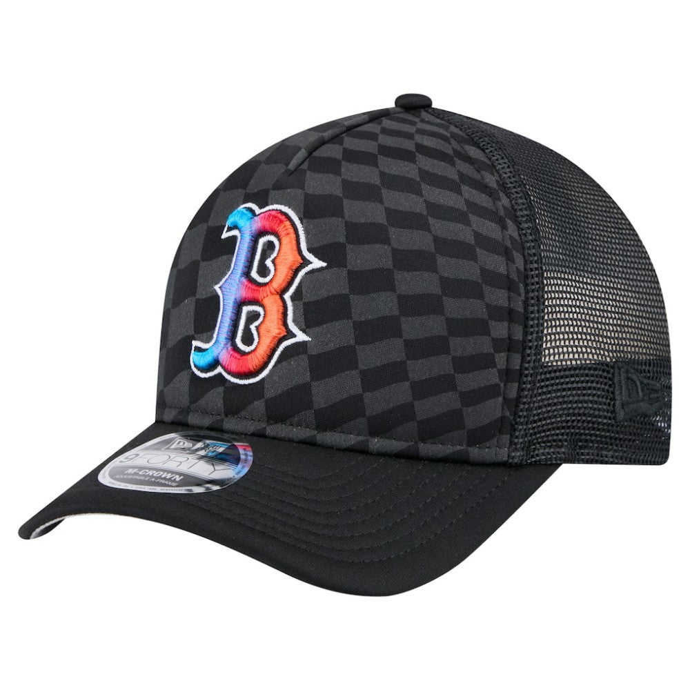 Boston Red Sox Gradient 9FORTY A-Frame M-Crown Trucker Adjustable Hat - Black | New Era