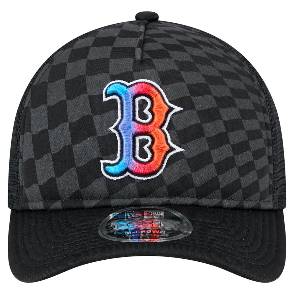 Boston Red Sox Gradient 9FORTY A-Frame M-Crown Trucker Adjustable Hat - Black | New Era
