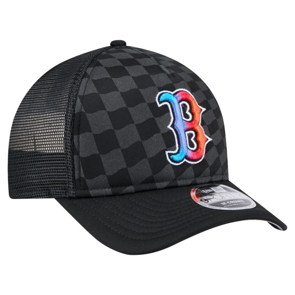 Boston Red Sox Gradient 9FORTY A-Frame M-Crown Trucker Adjustable Hat - Black | New Era