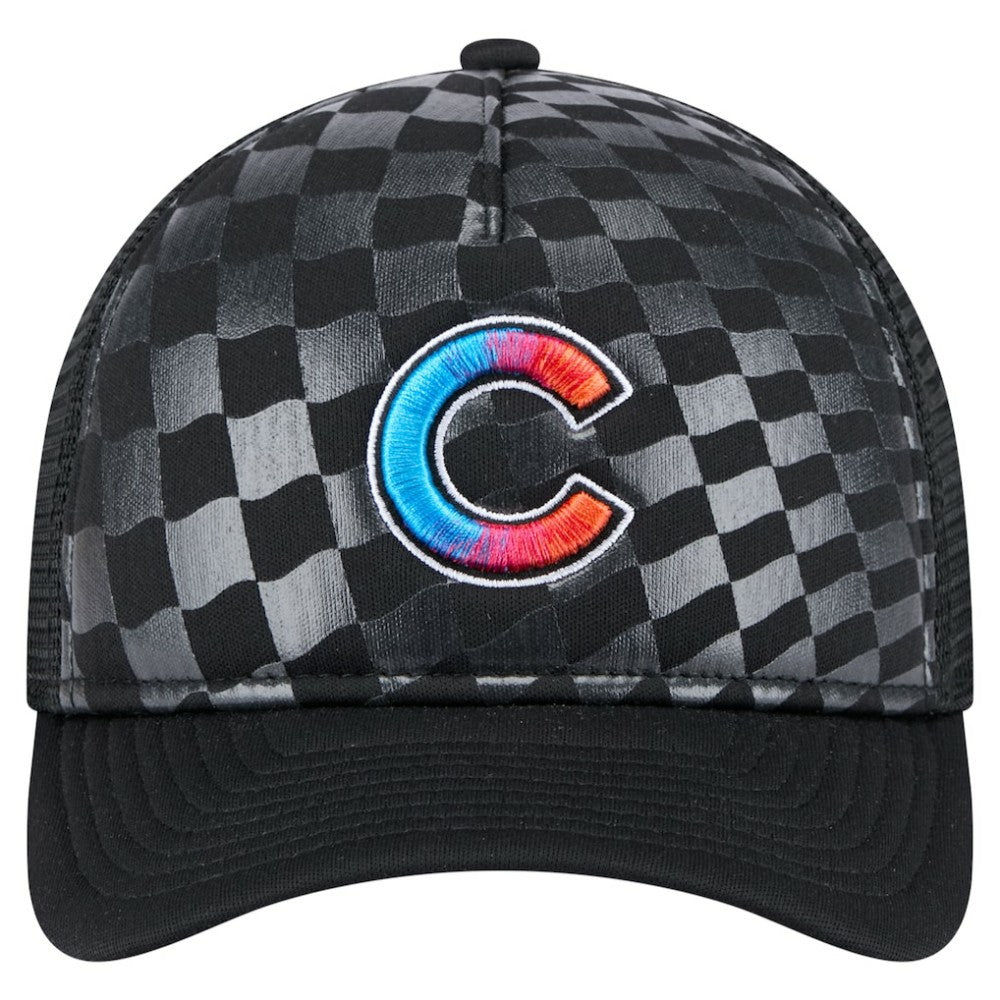 Chicago Cubs Gradient 9FORTY A-Frame M-Crown Trucker Adjustable Hat - Black | New Era