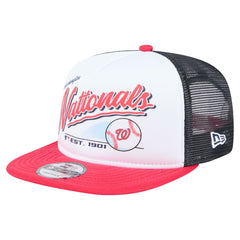 Washington Nationals Retro Script Trucker 9FIFTY Snapback Hat - White/Red | New Era