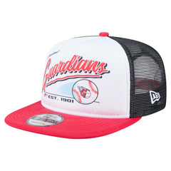 Cleveland Guardians Retro Script Trucker 9FIFTY Snapback Hat - White/Red | New Era