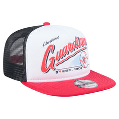 Cleveland Guardians Retro Script Trucker 9FIFTY Snapback Hat - White/Red | New Era