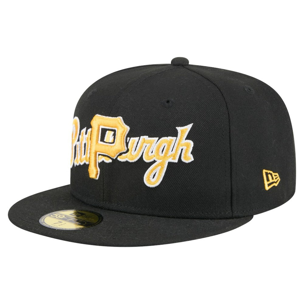 Pittsburgh Pirates Overlap 59FIFTY Fitted Hat - Black | New Era