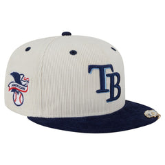 Tampa Bay Rays Two-Tone Corduroy 59FIFTY Fitted Hat - Cream/Navy | New Era